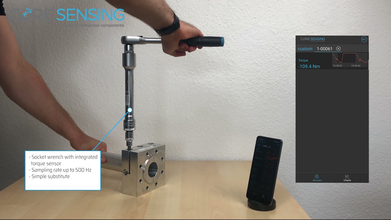 Measuring screw tightening torques with an integrated torque sensor by core sensing GmbH
