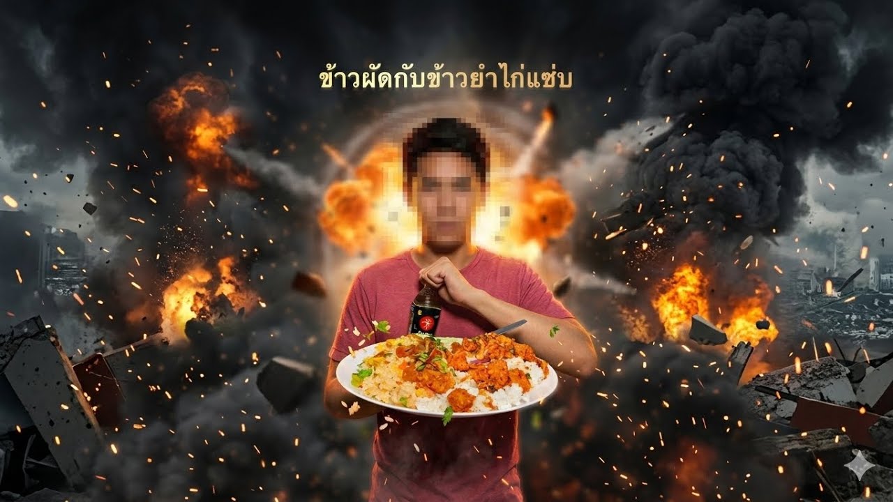 ข้าวผัดกุนเชียงกับยำไก่แซ่บSweet pork fried rice with spicy chicken salad. 달콤한 돼지고기 볶음밥과 매콤한 닭고기 샐러드