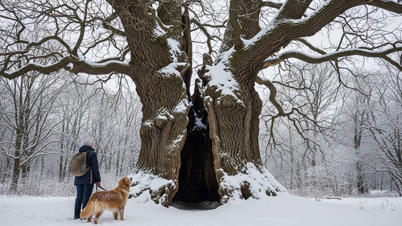 Kicked Out at  - 30°F — An Elderly Woman and Her Dog Built a Shelter Inside a Hollow Tree to Survive
