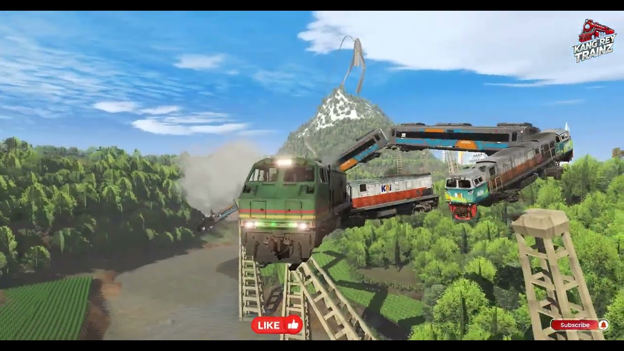 Kereta Api India CC203 Menghindari Bus Sampai Zigzag Lompat Lompat Terbang ke Sungai