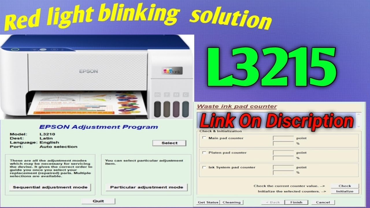 Epson L3215 Red Light Blinking Solution    #L3210 #L3200 #l380 #L3216 red Light Blinking Solution 