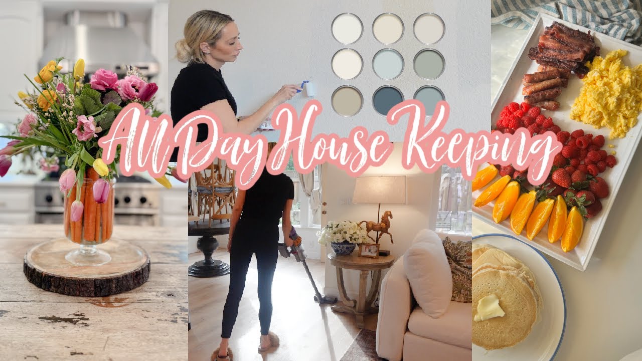 HOME RESET DAY // MASSIVE CLEANING DAY // TRYING NEW PAINT COLORS + EASTER FLORALS