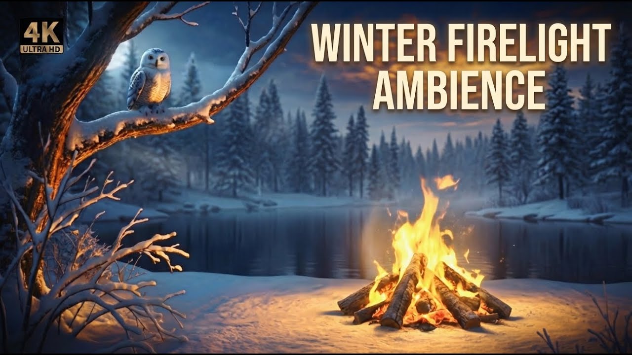Winter Night Watch ❄️🦉 Owl by Firelight