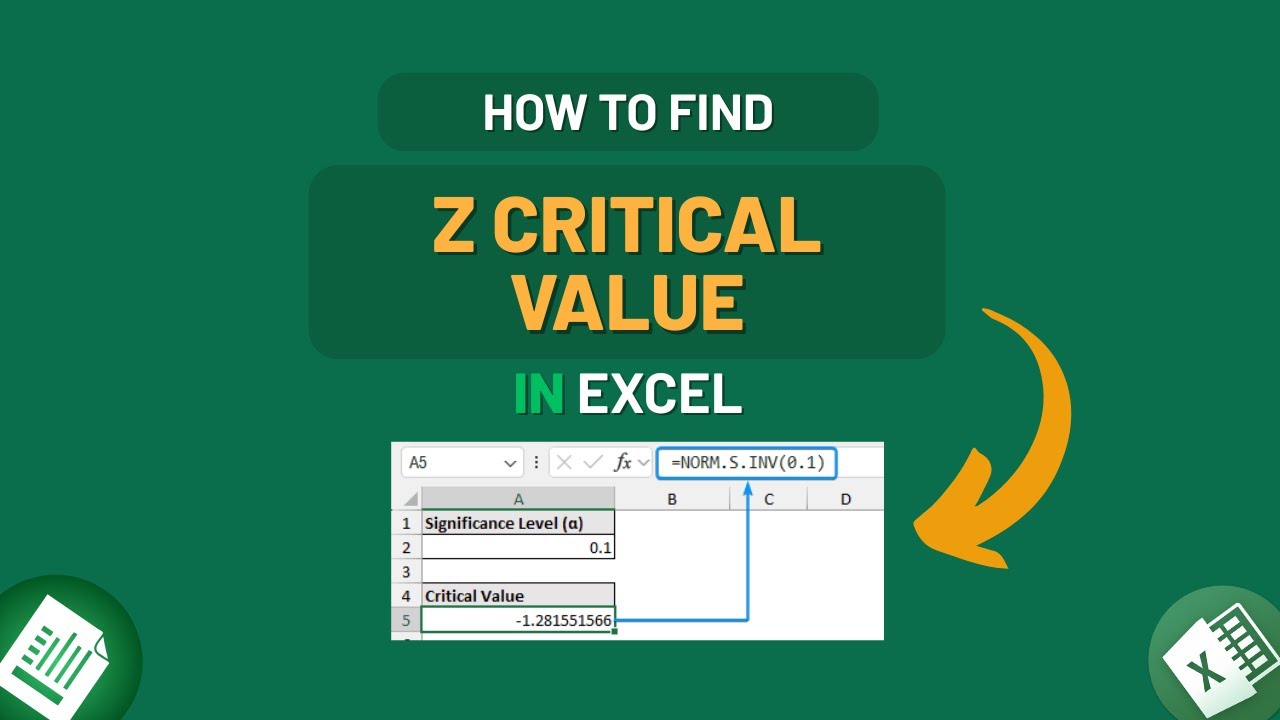 Как найти критическое значение Z в Excel