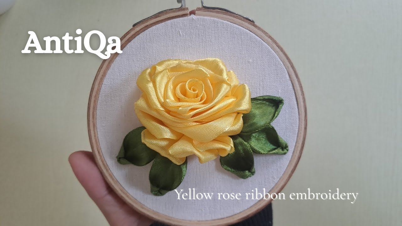 Simple Yellow Rose Ribbon Embroidery Tutorial