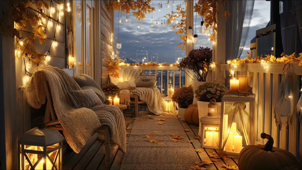 Cozy Autumn Balcony Ambience &ndash; Candlelight, Blankets & Hygge Evenings for Relaxation
