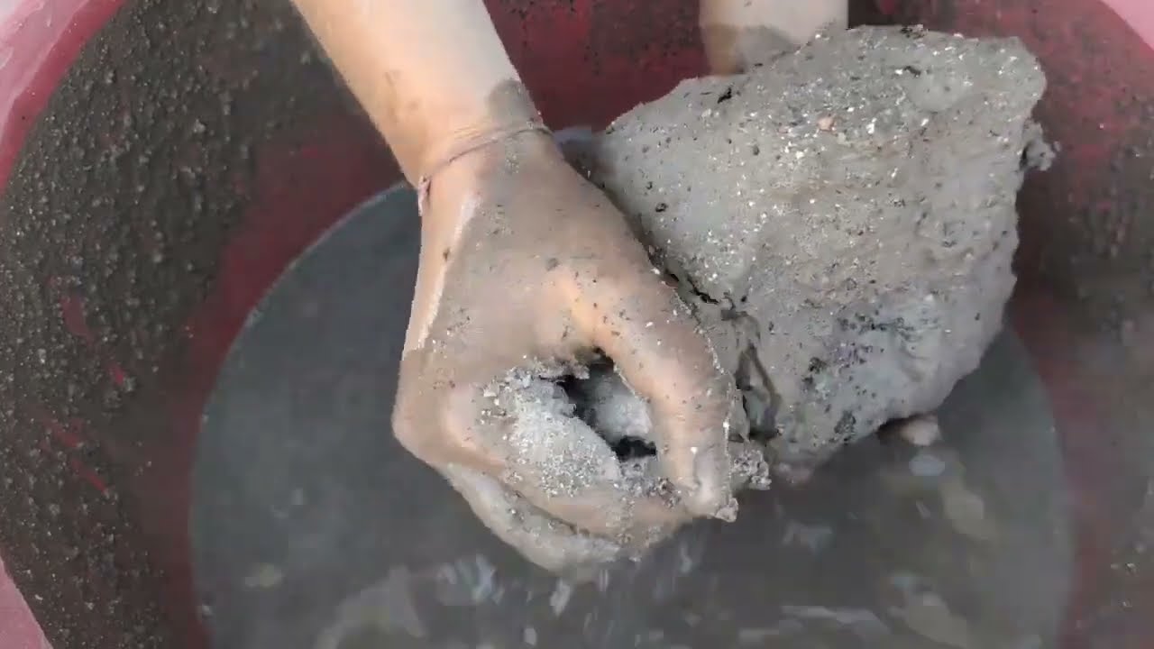 Gritty sand cement crumbling in water 💦 SA ASMR