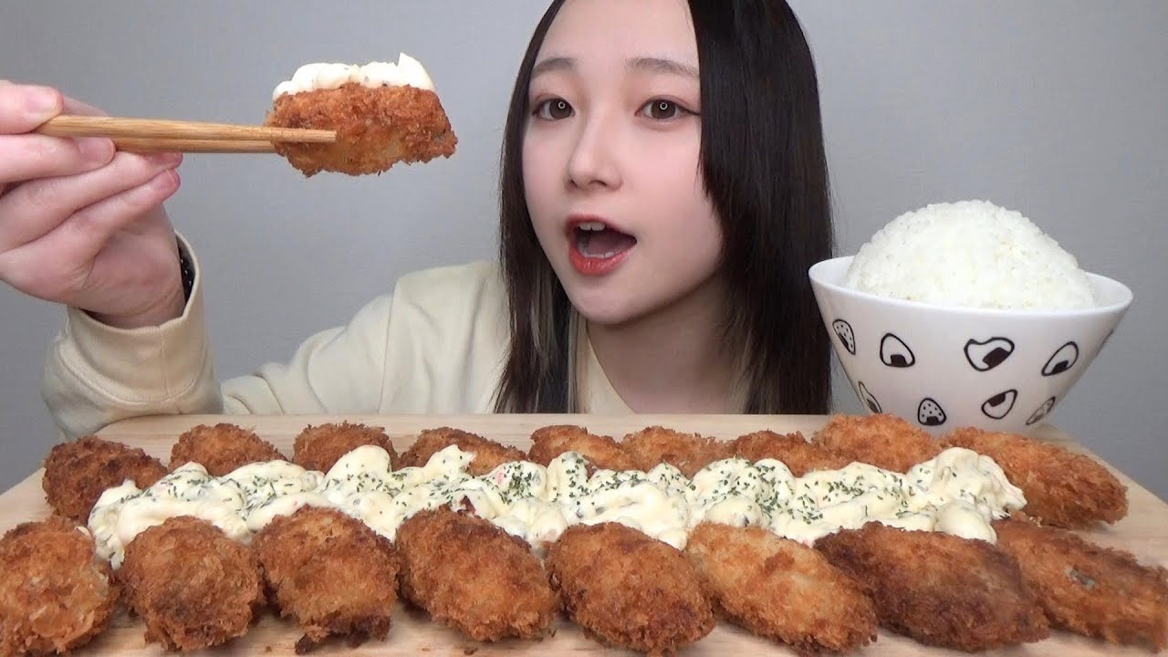 【モッパン】カキフライにタルタルソース大量にかけて大食いしてみた。