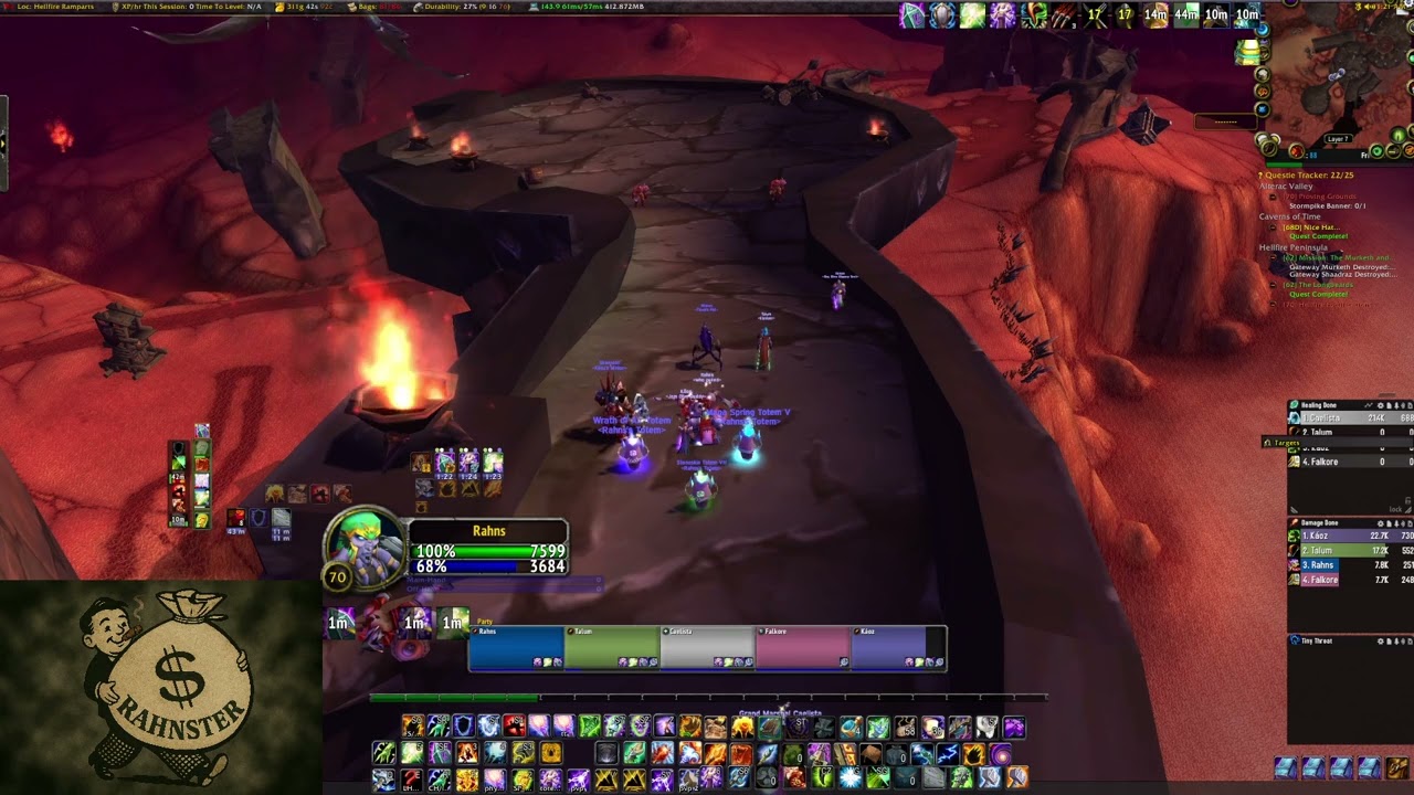 World of Warcraft TBC Dreamscythe Alliance Restro/Enhance Shaman level 70 Day 19 Rep Farm (Part 2/2)