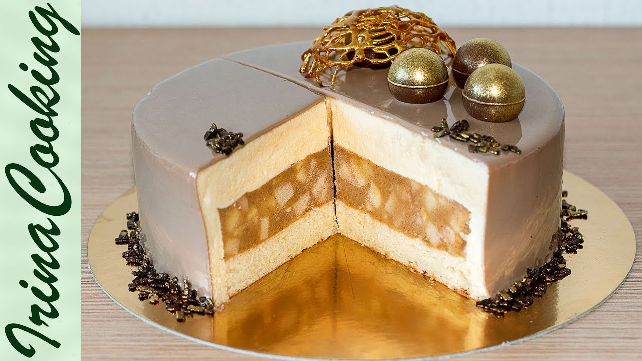 МУССОВЫЙ ТОРТ ЯБЛОКИ В КАРАМЕЛИ 🍰 с Зеркальной глазурью