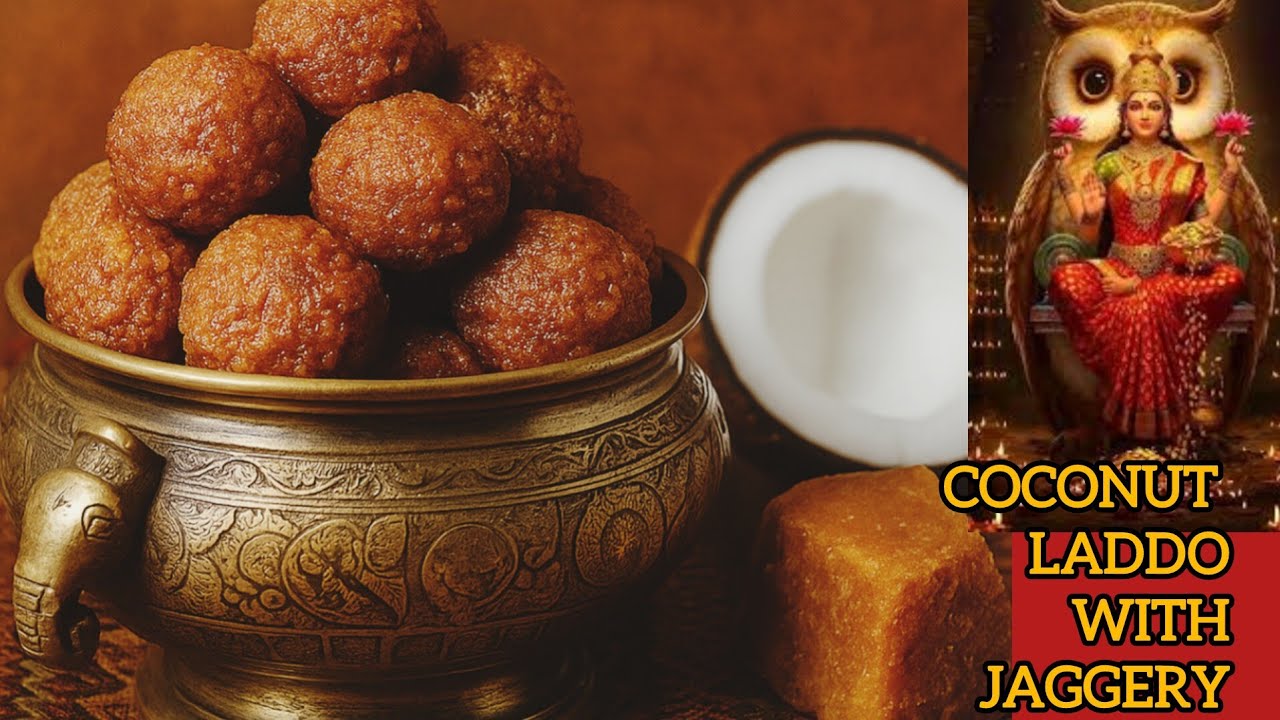 লক্ষ্মী পূজো স্পেশাল নারকেল নাড়ু রেসিপি। laxmi puja spacial coconut laddo with jaggery. 