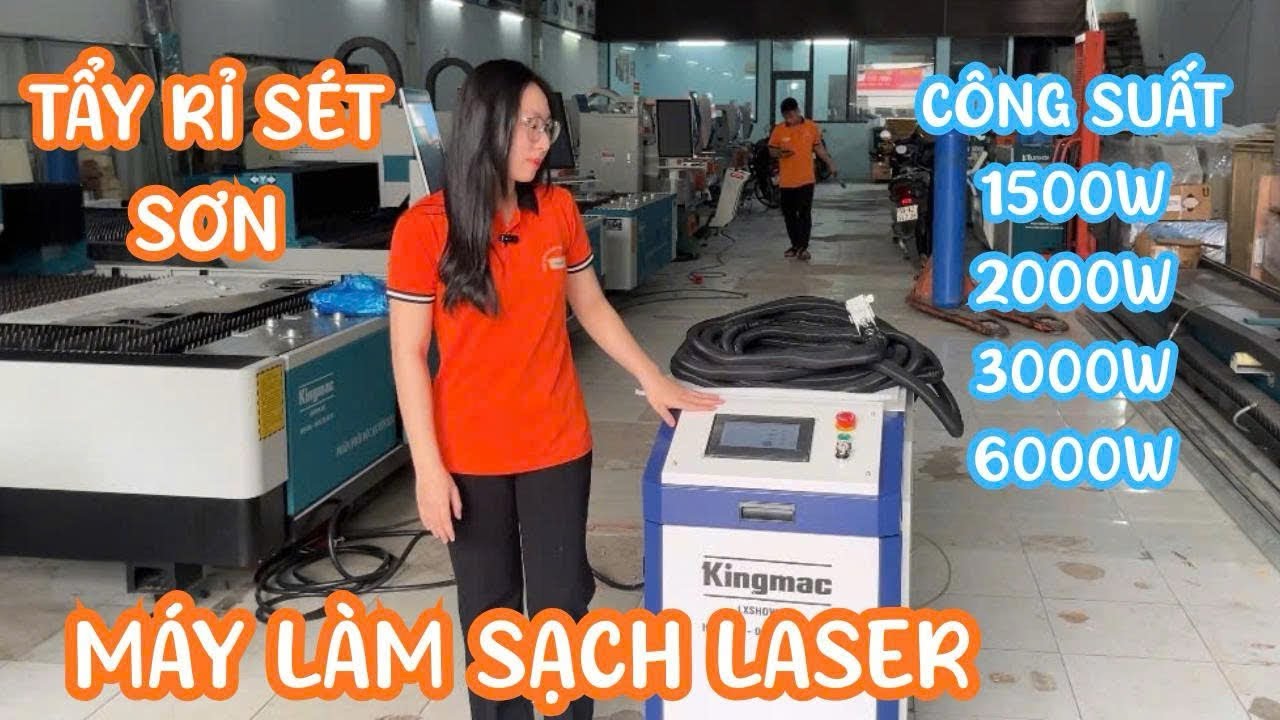 máy tẩy rỉ sét oxit sơn trên bề mặt kim loại bằng laser | máy làm sạch bề mặt kim loại bằng laser 