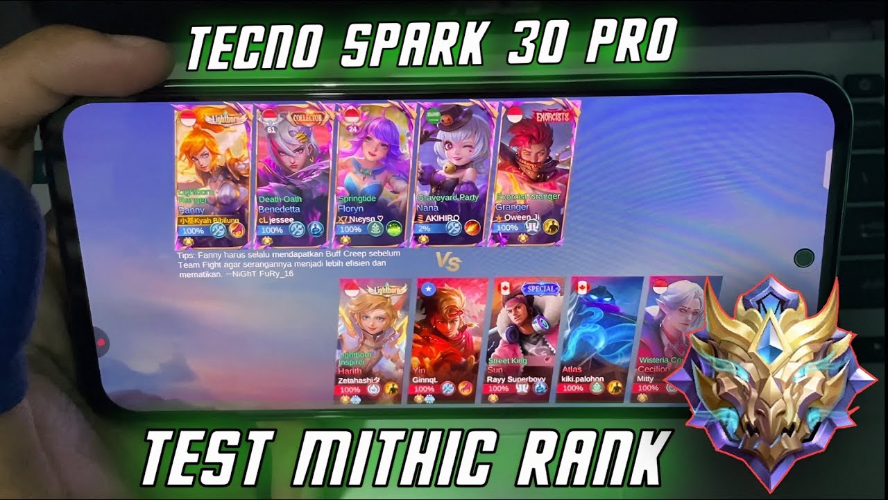 Mithic Ranked !!! Fanny test on Tecno Spark 30 Pro Mobile Legends