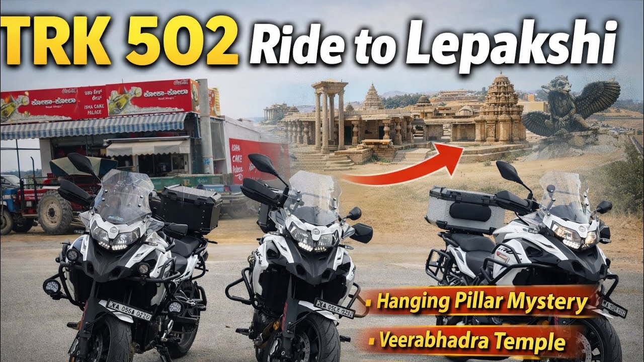 Sunday TRK 502 Ride to Lepakshi | Hanging Pillar, Jatayu Story & Adiyogi Ride 🏍️✨