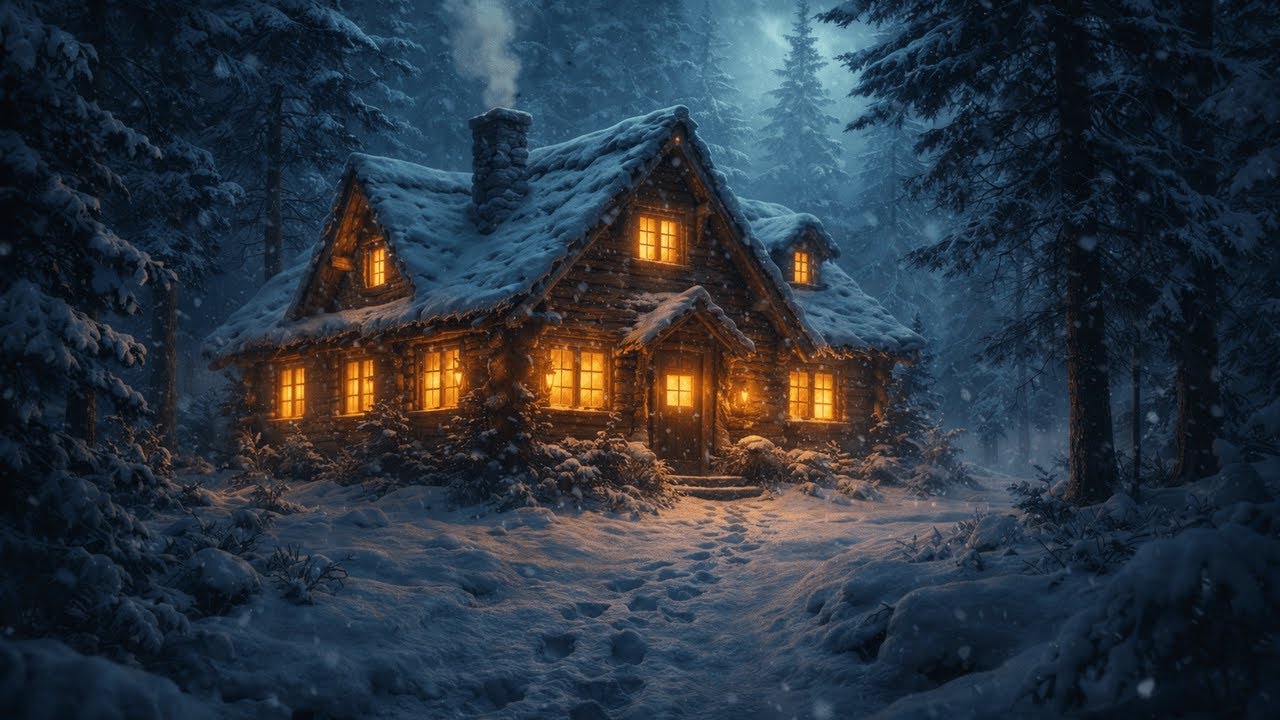 Medieval Celtic Winter Ambience (No Vocals) | Cozy Cabin Fireplace & Snowstorm | 2 Hours