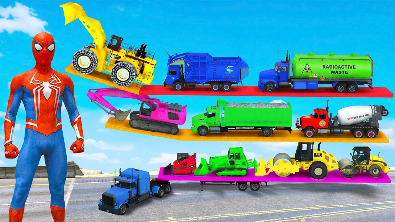 GTA5 Online We In a Mission to Transport Awesome Vehicles With Spiderman Team - Yellow Car