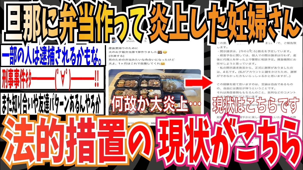 【ツイフェミ】旦那さんに1ヶ月分のお弁当を作って炎上した妊婦さんによる法的措置の現状がこちらです【ゆっくり 時事ネタ ニュース】