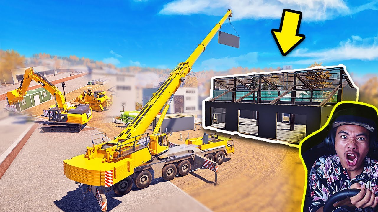 Excavator, Crane Membangun Bengkel Mobil - Construction Simulator 22