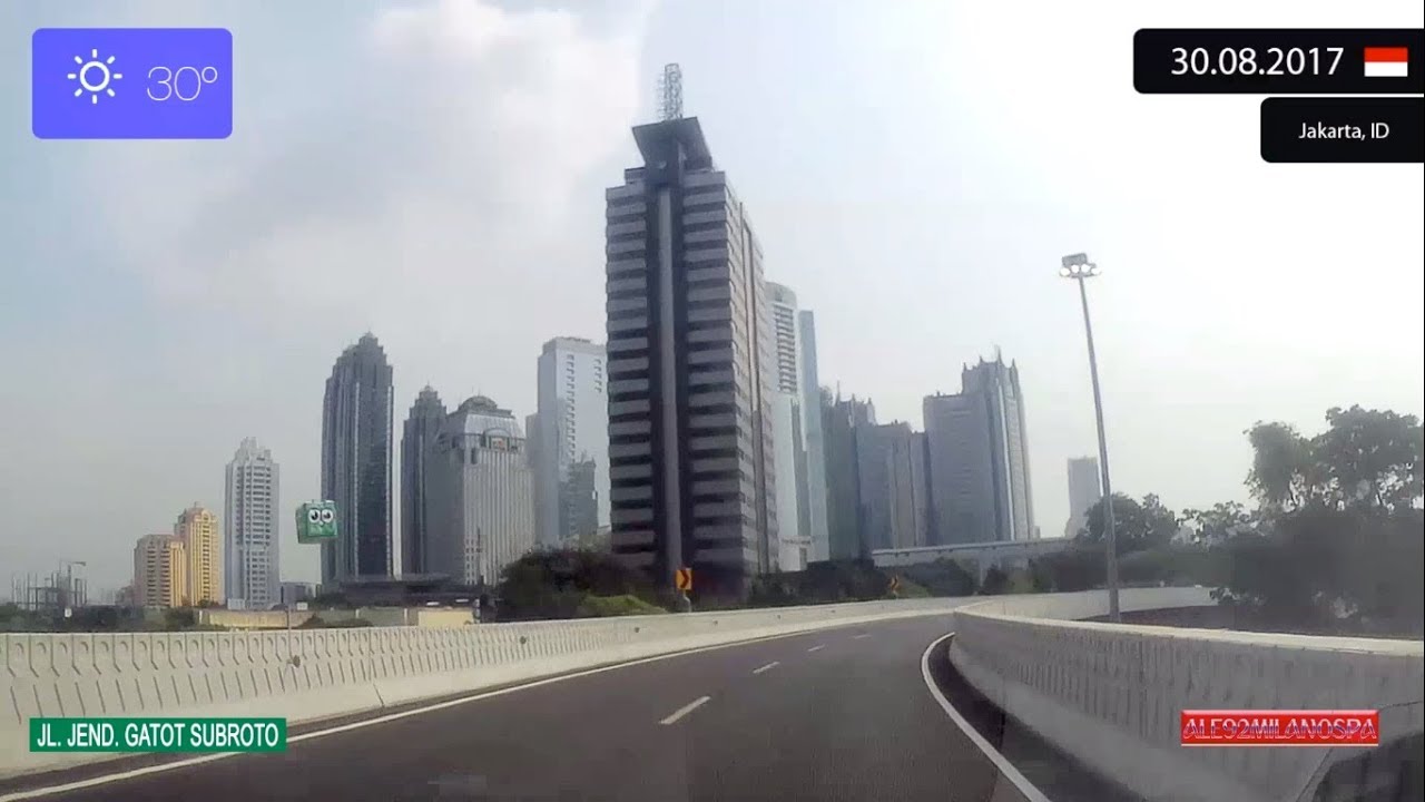 Driving through Jakarta (Indonesia) from Jakarta Barat to Jakarta Selatan 30.08.2017 Timelapse x4