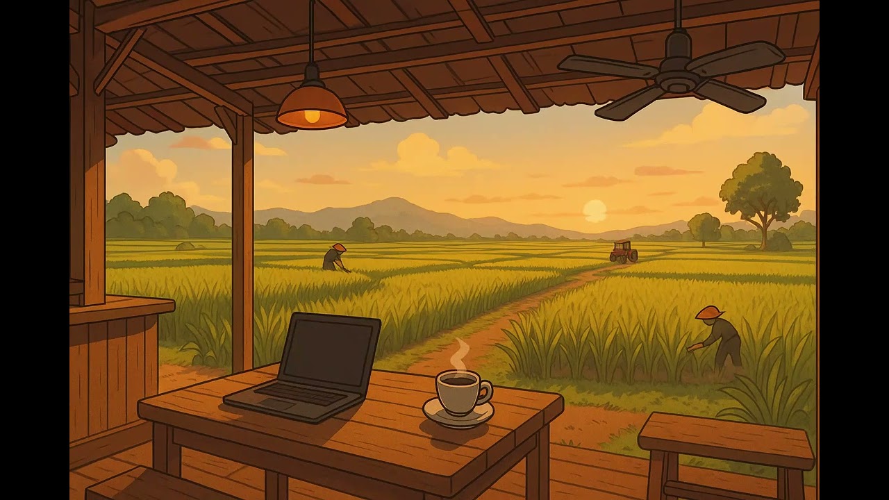Countryside Coffee Vibes 🌅 | LoFi Music & Peaceful Rice Field Ambience
