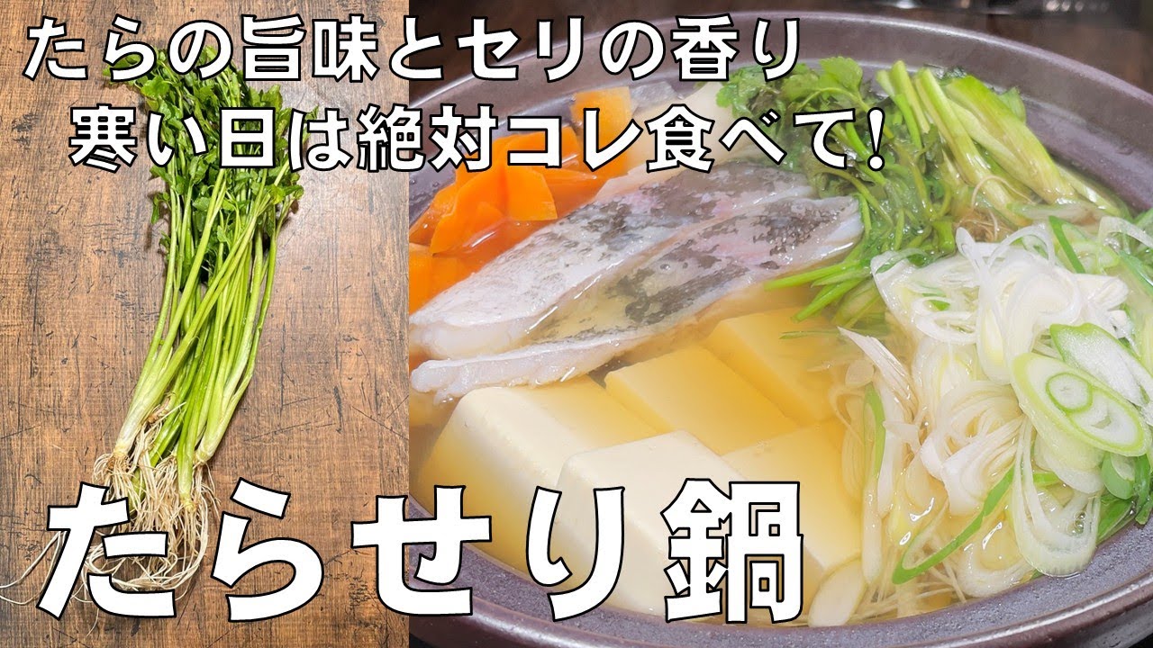 料理人が教える！寒い日は絶対にコレ食べて！【鱈（たら）せり鍋】鱈から出る旨味とセリの香りがたまらない至高の鍋料理！大根や人参などの沢山の野菜が摂れる栄養鍋！たら鍋・せり鍋・鍋料理！