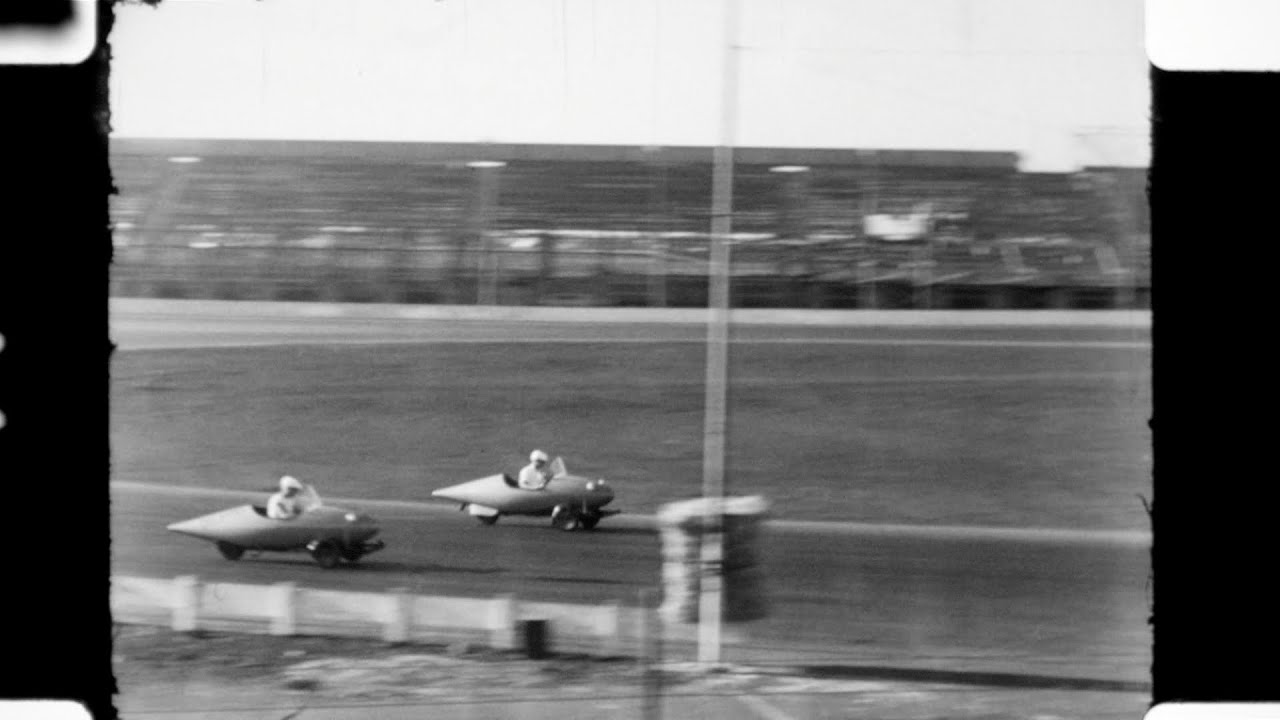 1940s 16mm Home Movie: Hot Rod Racing at Oakland Stadium Speedway. San Leandro, California, USA.