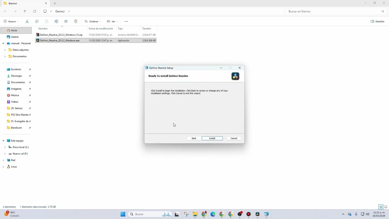 instalacion de DaVinci Resolve 20
