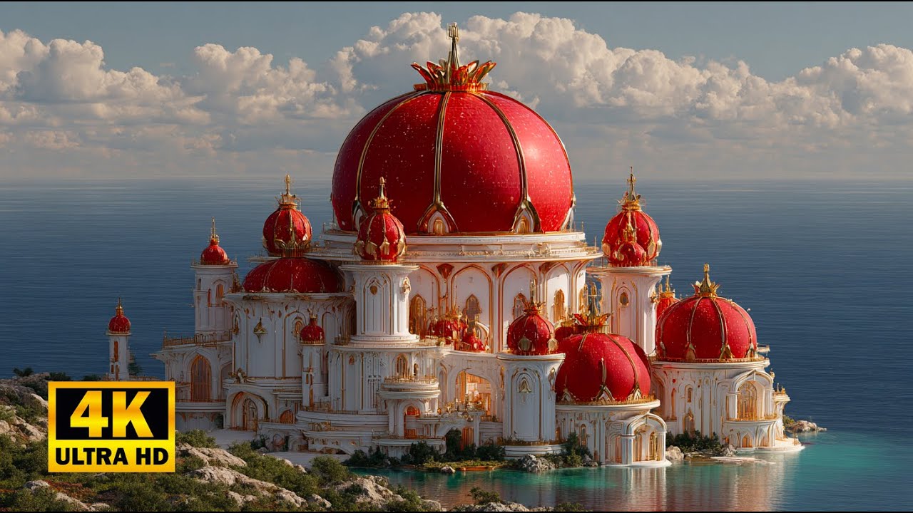 Pomegranate 4k Palace Sculptural Red-Gold Sea Mansion in Pomegranate Shape | Emperor Palaces