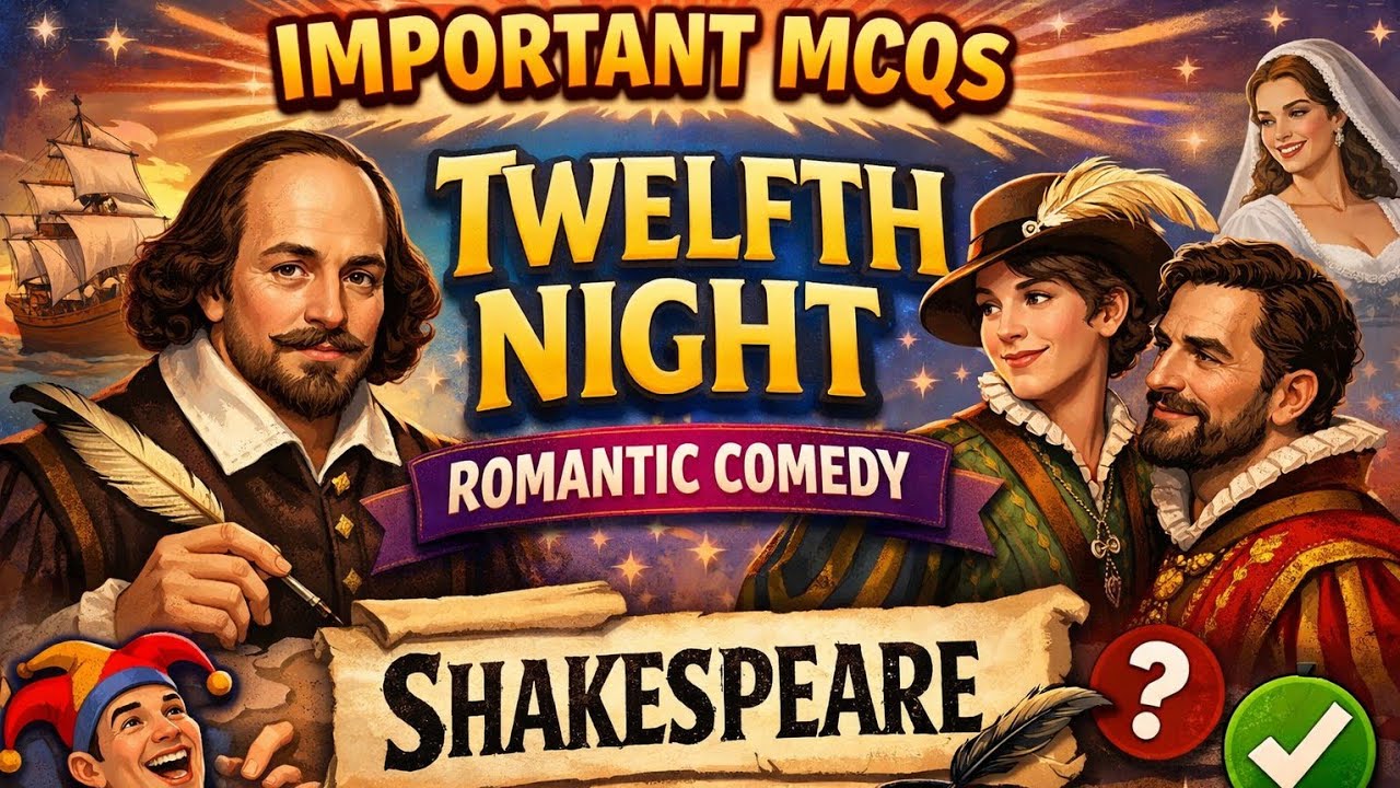 IMPORTANT MCQS (TWELFTH NIGHT - SHAKESPEAREAN ROMANTIC COMED)