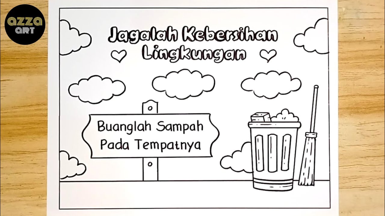 Membuat Poster Kebersihan Lingkungan - Menggambar Poster Buanglah Sampah pada Tempatnya