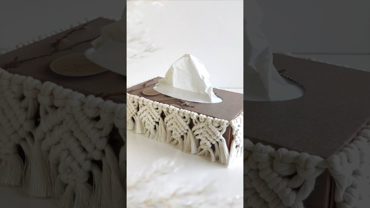 MAKRAMEE T&Uuml;CHERBOX VERKLEIDUNG / Macrame Tissue Box Cover / Original-Video on my channel ♡︎