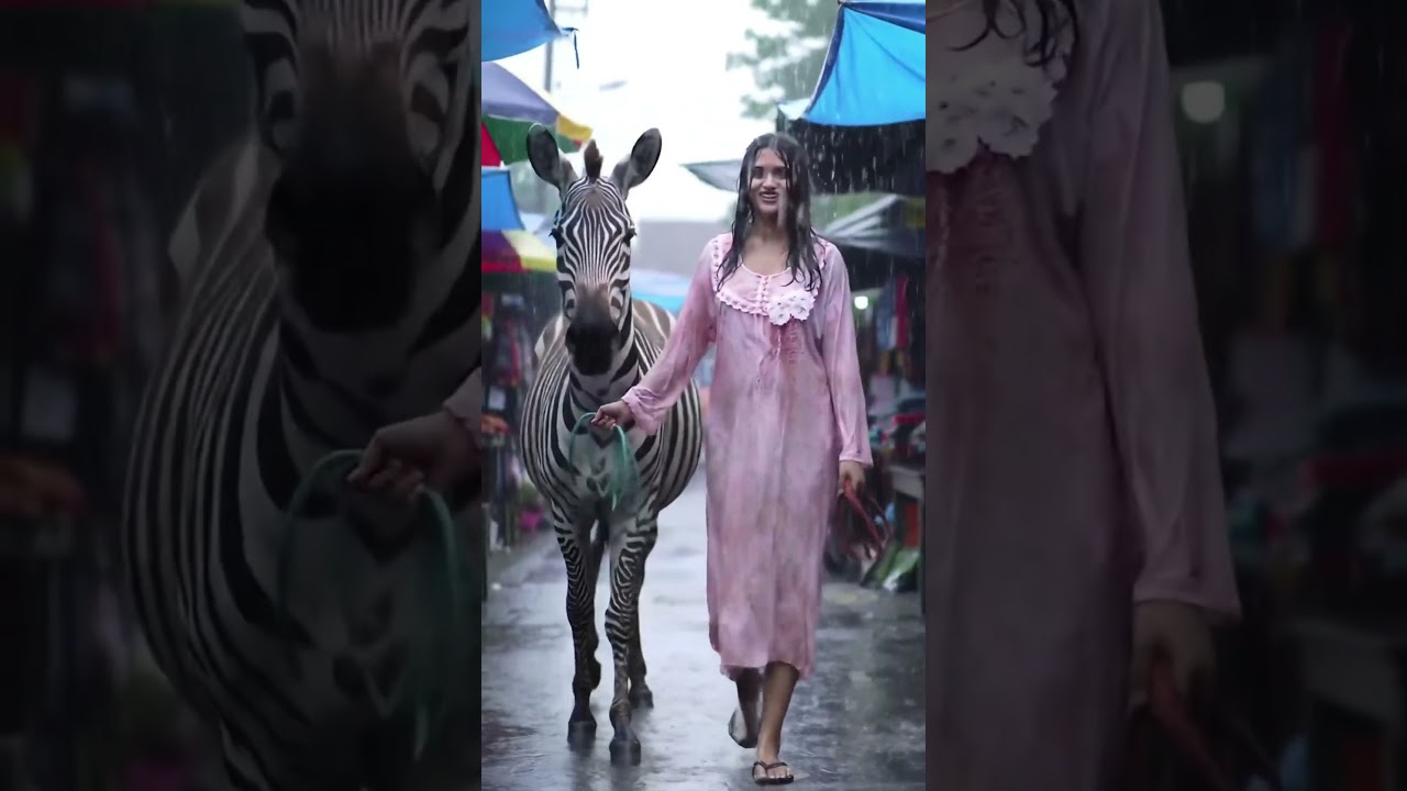 Caught in the Storm with a Zebra – A Surreal Market Moment 