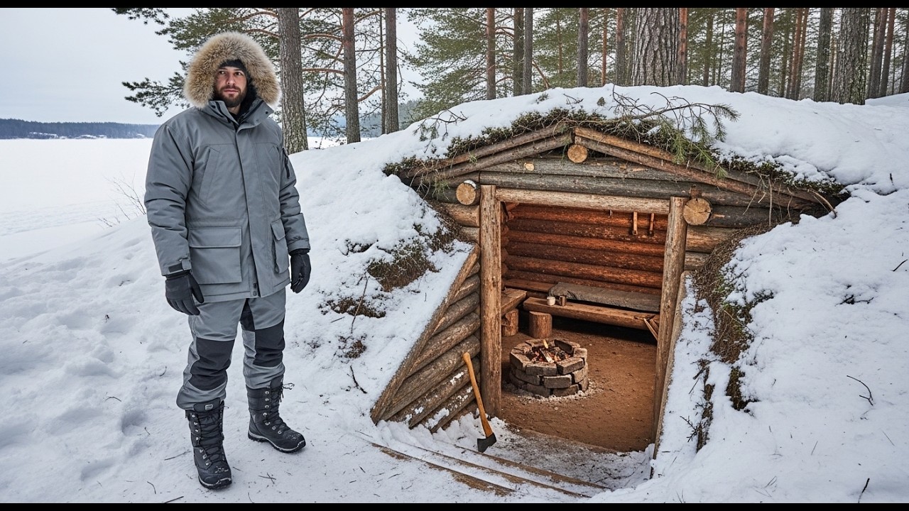 I Built a Hidden Underground Shelter in -10°C