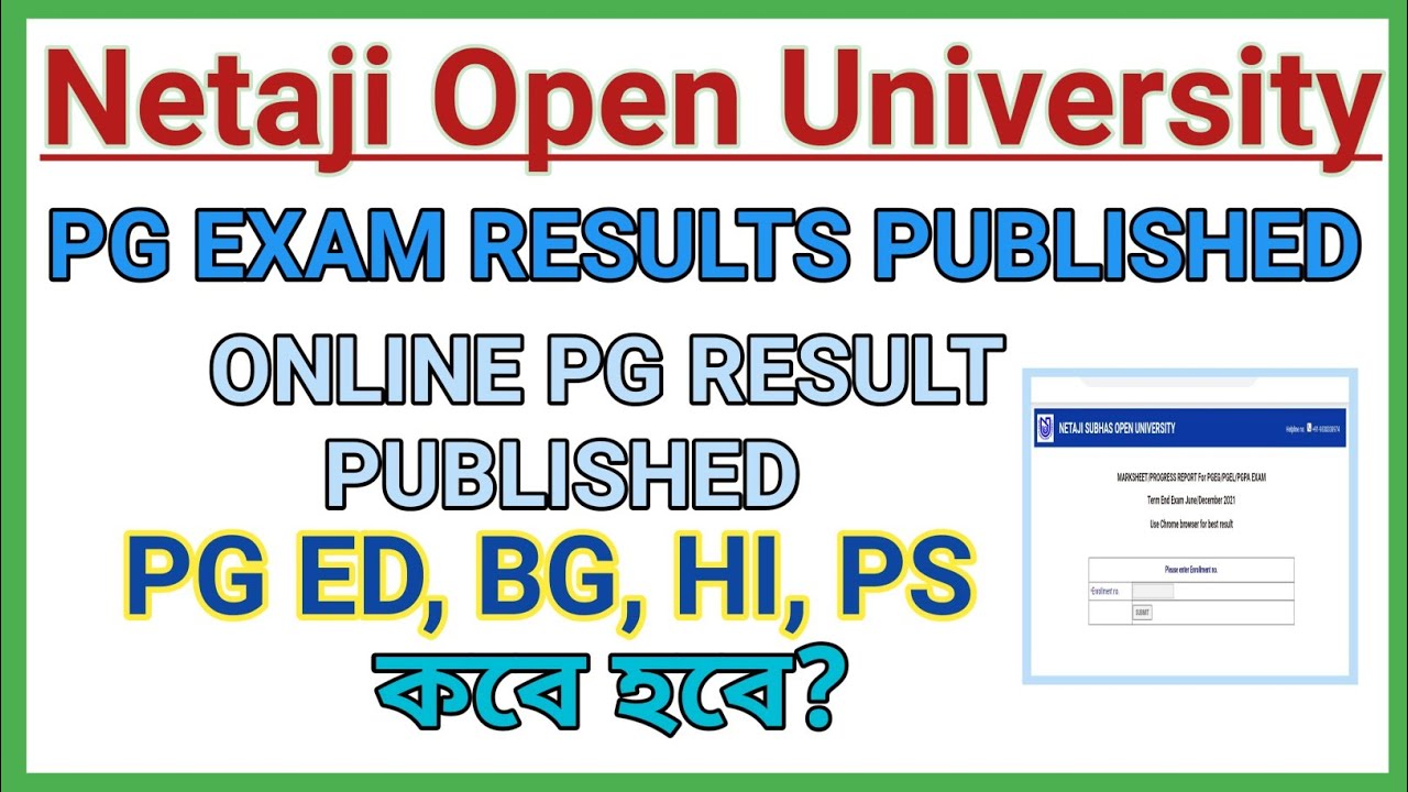 Nsou Pg Exam Result 2021 / PG ED, HI, PS, BG RESULT PUBLISHED