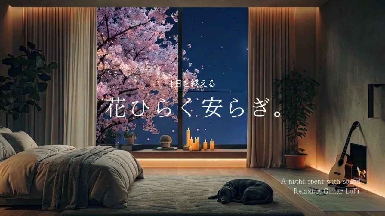 【夜の癒しギター】1日を終える、花ひらく安らぎ。｜読書・勉強・睡眠用｜Relaxing Guitar LoFi BGM【60分】