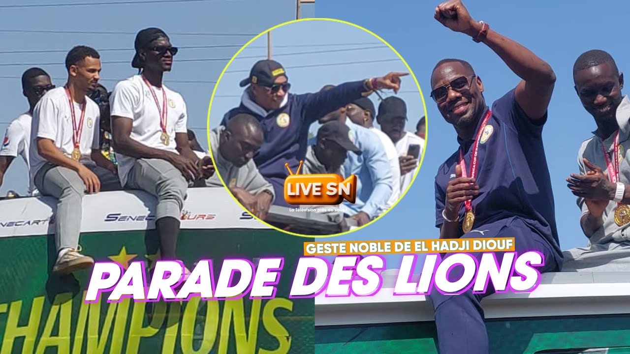 GESTE TRES NOBLE DE EL HADJ DIOUF DEVANT PAPE THIAW ET LES JOUEURS / PARADE POPULAIRE #livesn 