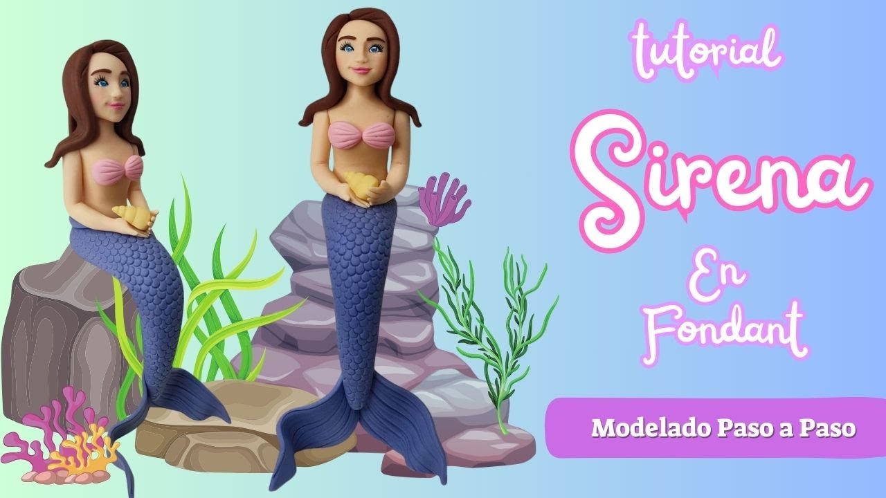 Cómo hacer una Sirena Realista en Fondant// Fondant Mermaid Cake topper// Figuras Fondant