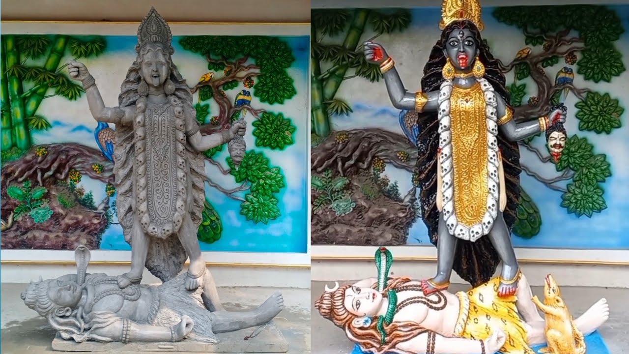 সিমেন্ট দিয়ে মা কালী প্রতিমা তৈরি, Cement Maa Kali Murti Making, सीमेंट से माँ काली मूर्ति निर्माण