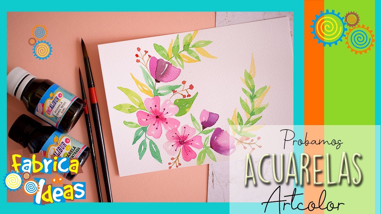 ACUARELAS PRINCIPIANTES | PROBAMOS 6 productos ARTCOLOR | Flores | scrapbook ideas | 😍