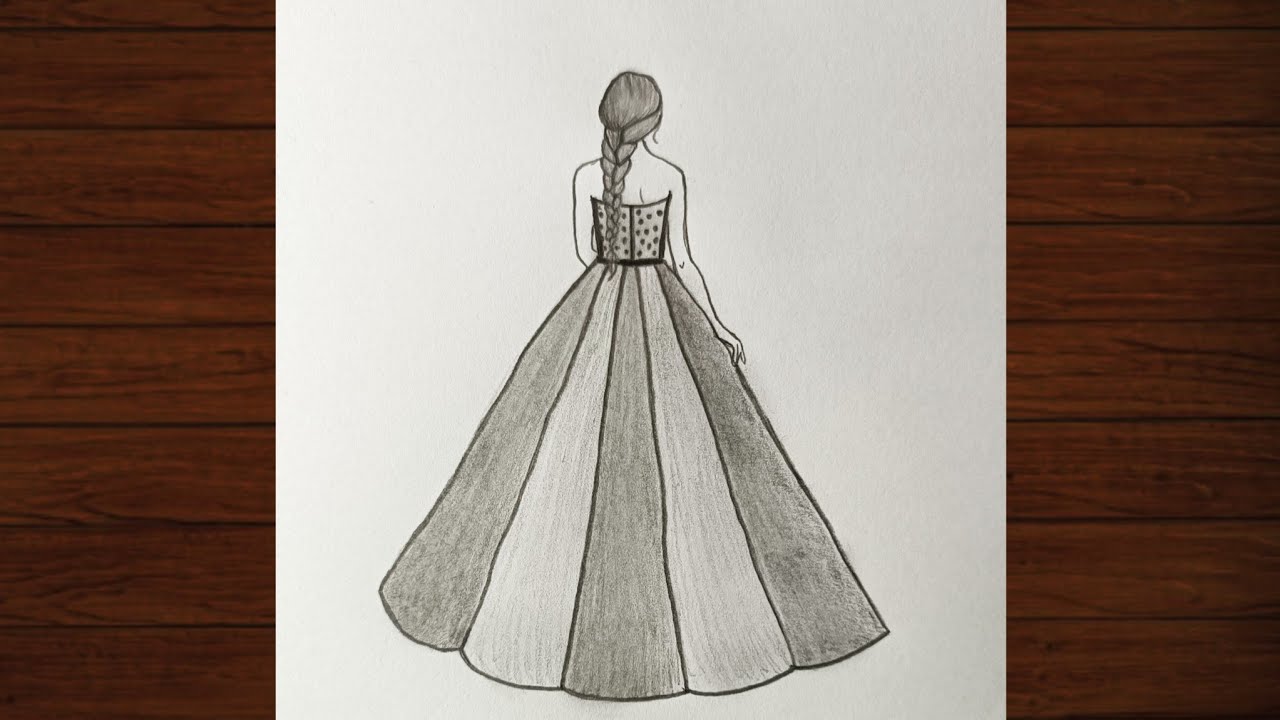 How to Draw a Beautiful Girl in a Long Dress | Easy Fashion Drawing