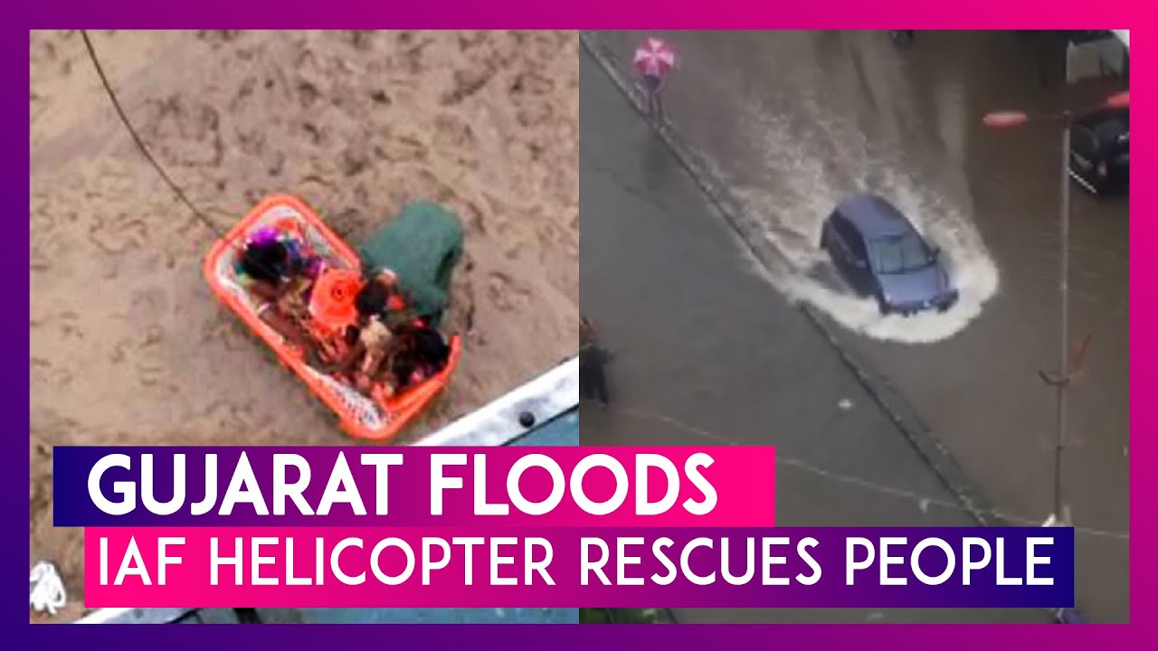 Gujarat Floods: IAF Helicopter Rescues People From Flood-Stricken Areas In Navsari