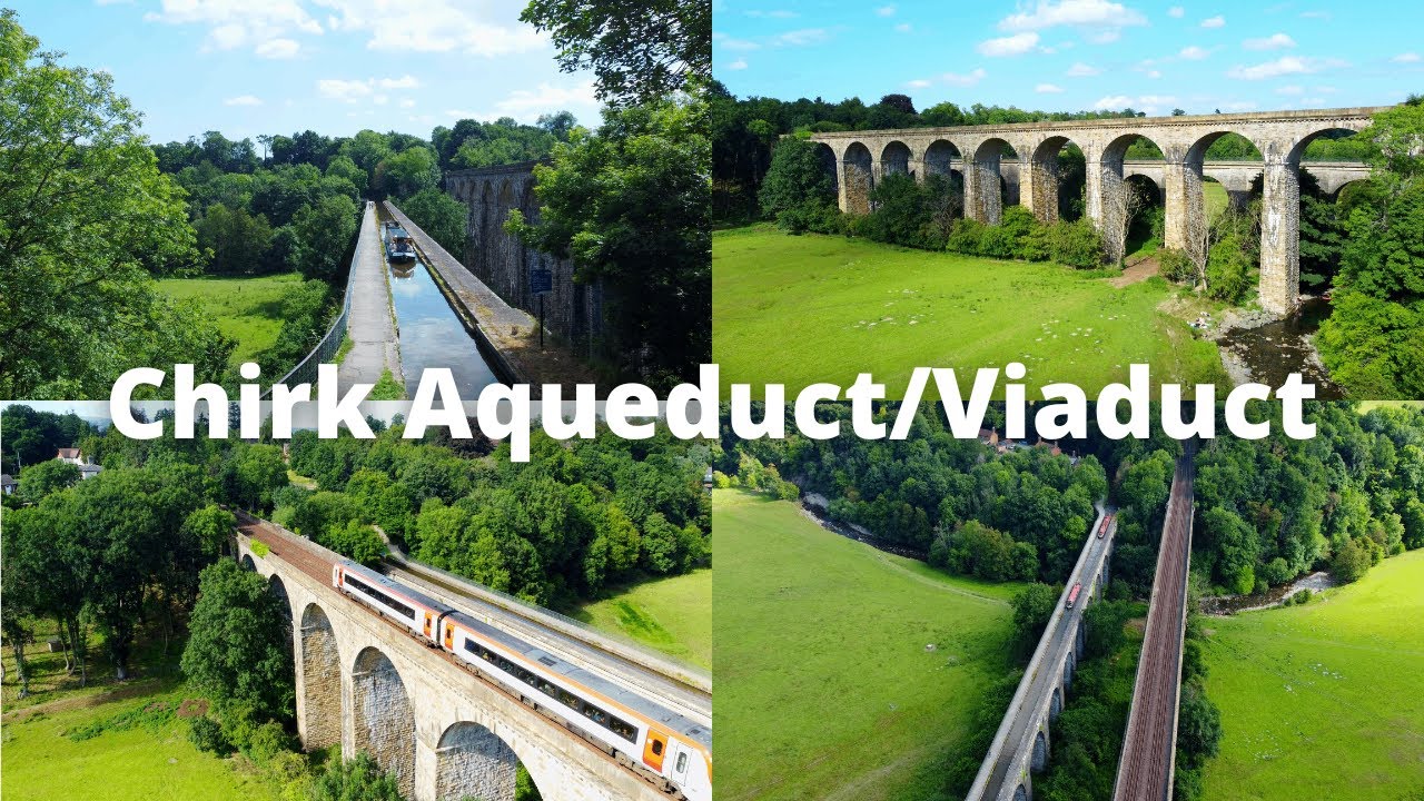 Chirk Aqueduct & Viaduct│4K UHD Stock Drone Footage