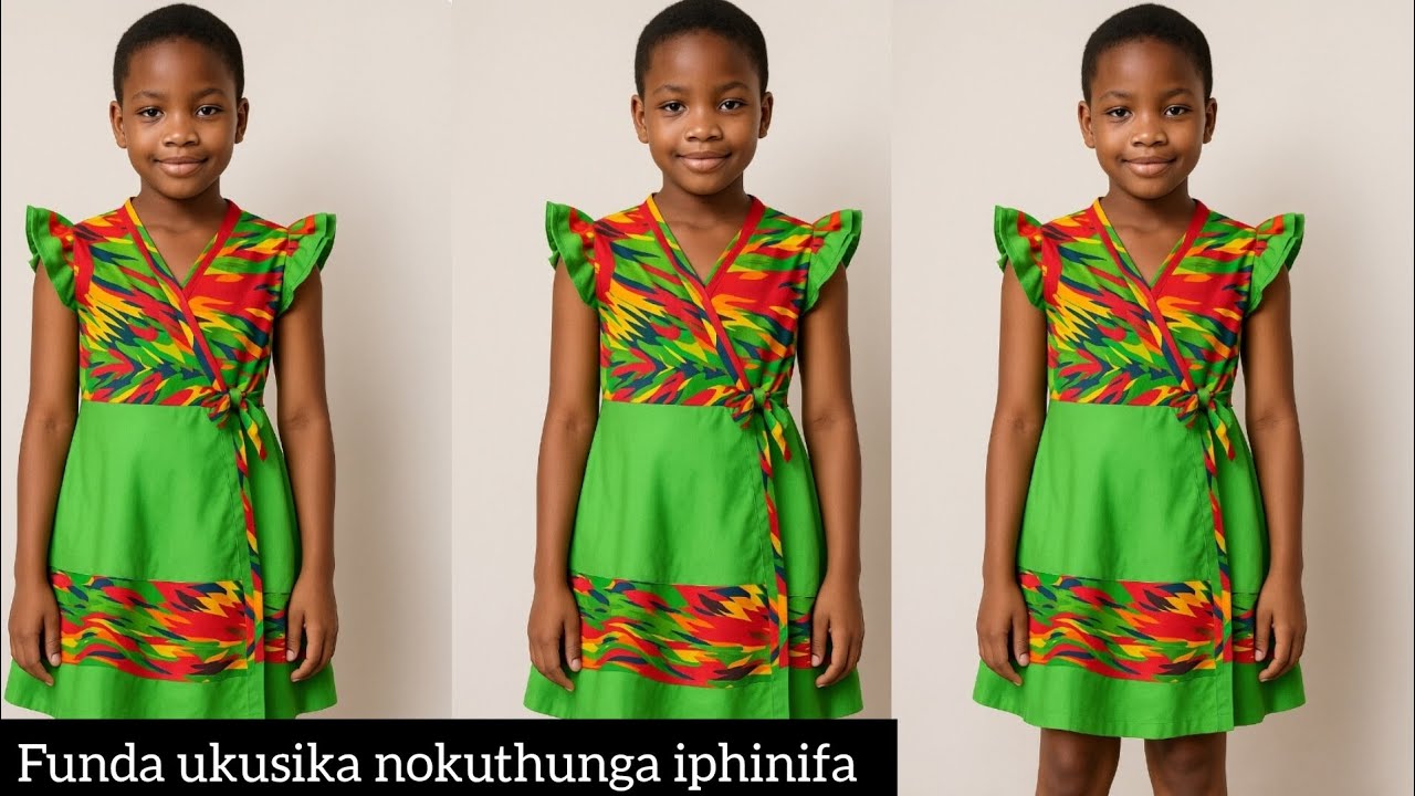 Funda ukusika nokuthunga iphinifa lengane 11-12 / how to cut and sew a pinafore for 11 - 12 years 