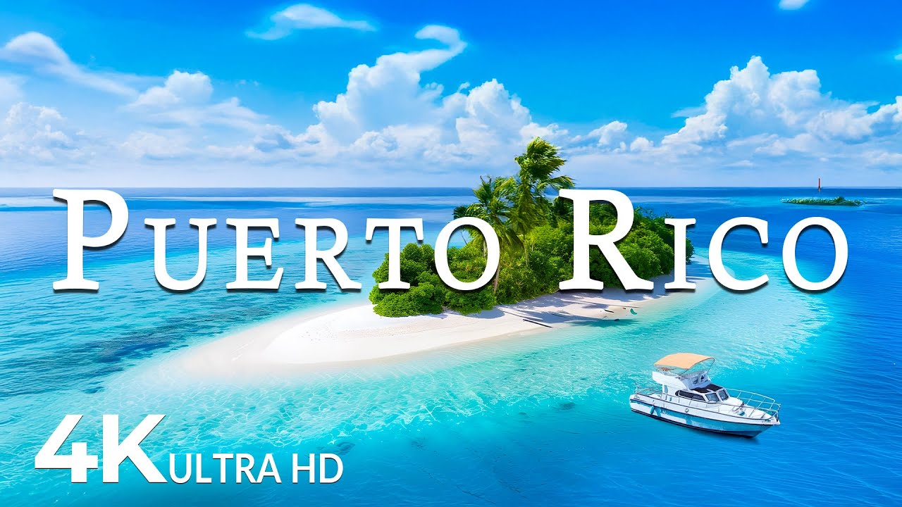 FLYING OVER PUERTO RICO (4K UHD) - Soothing Music Along With Beautiful Nature Video - 4K Video UHD