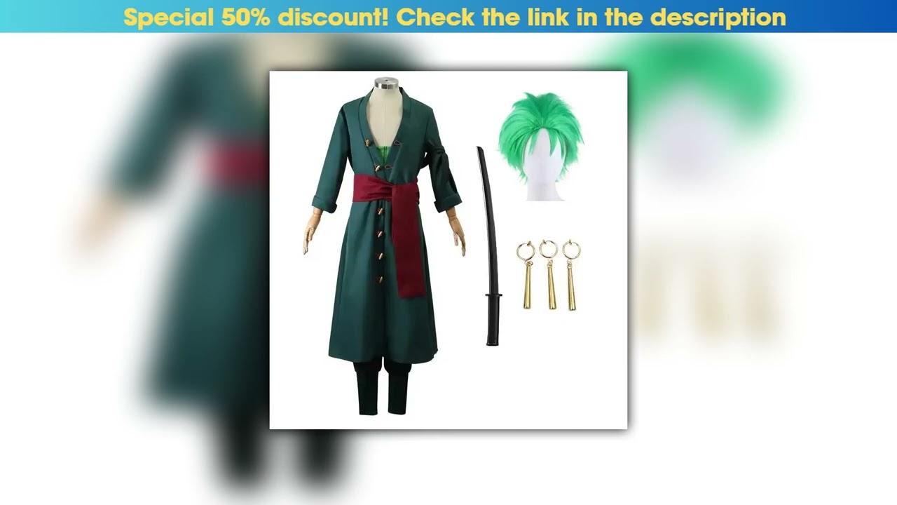 First Look Roronoa Zoro Cosplay For Adult Boys Costume Children Roronoa Trench Pants Earrings Hallo
