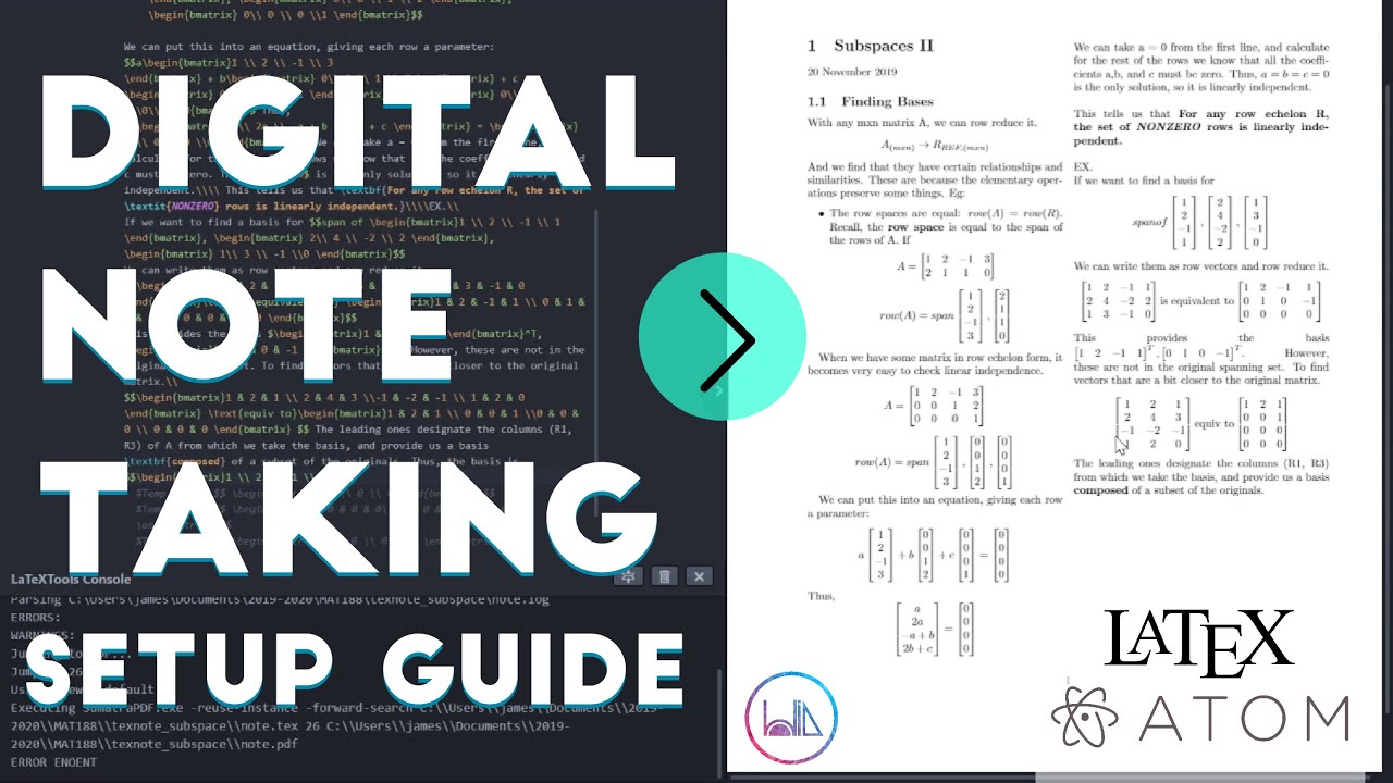 Digital Note Taking Tutorial (Setting up Atom and LaTeX)