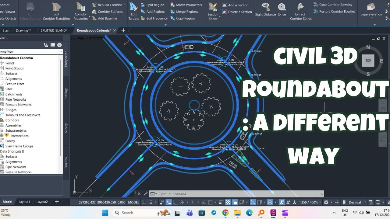 Моделирование кругового перекрестка в Civil 3D — Часть 1