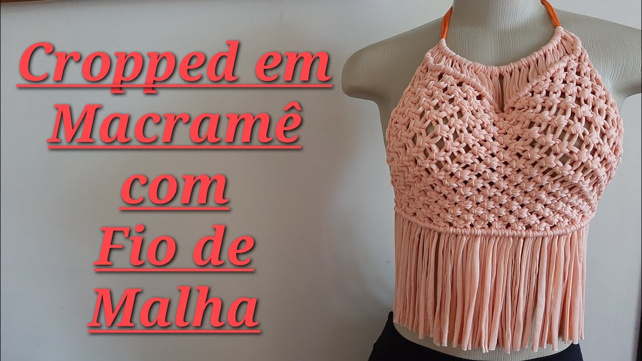 Cropped em Macramê com Fio de Malha