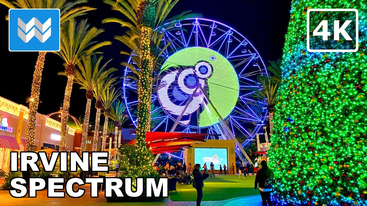 [4K] 🎄 Irvine Spectrum, California USA - Christmas Walking Tour 🎧 Binaural Sound