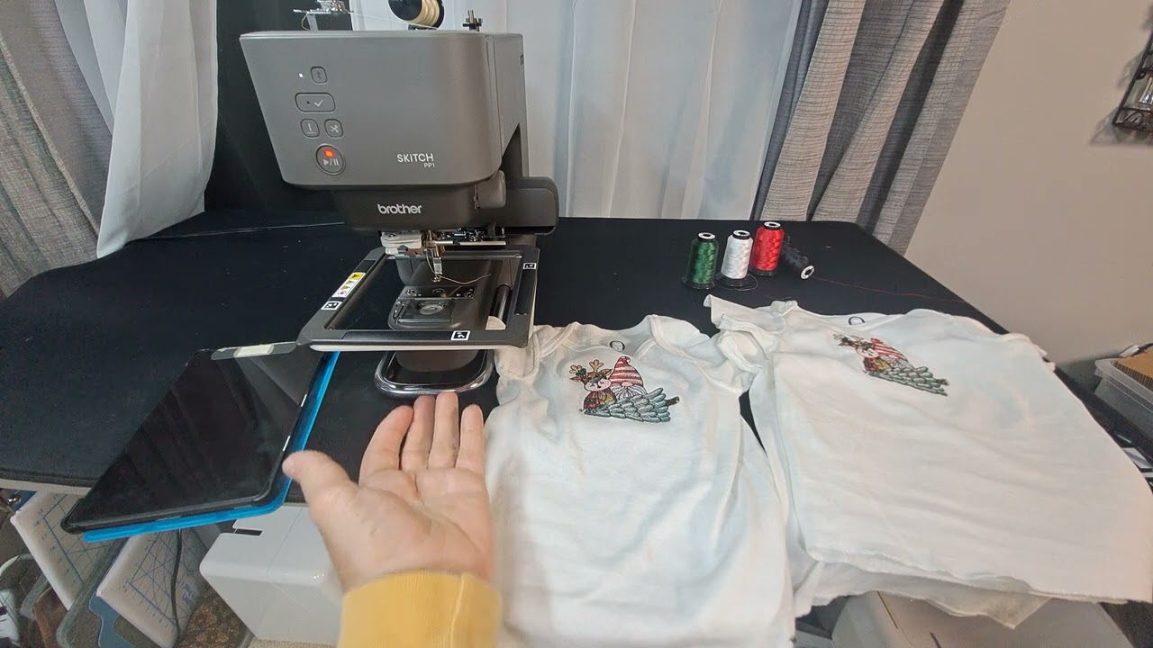 My Challenge-Brother Skitch compared to my current and past embroidery machines-- on a baby t-shirt!